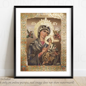 Lady of Perpetual Help Print, Spiritual Gift, Religious Art, Virgin Mary Art Print,  Wall decor, Nuestra Señora del Socorro, Altar, Gift