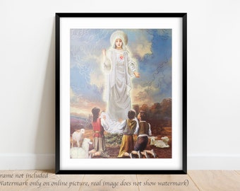 Our Lady of Fatima Print, Spiritual Gift, Religious Art, Lady Fatima Art Print, Wall decor, Mothers Day Gift, Altar,