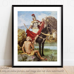 Saint Martin Caballero Print, Saint Martin, Martin of Tours, San Martin Caballero,  Spiritual Gift, Religious Art,  Wall decor, St. Martin