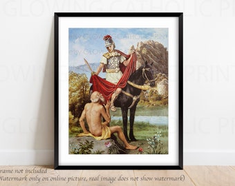 Saint Martin Caballero Print, Saint Martin, Martin of Tours, San Martin Caballero,  Spiritual Gift, Religious Art,  Wall decor, St. Martin