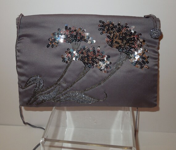 Vintage Genie Pewter Silk, Sequin and Beaded Even… - image 2