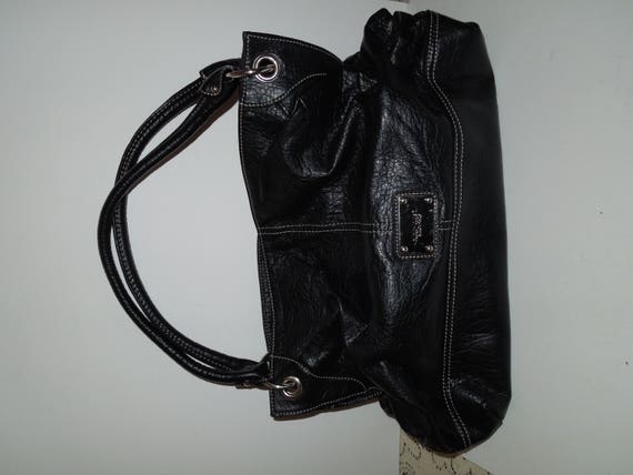 Vintage Nine West Black Leather Double Shoulder S… - image 1