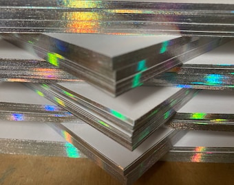 Set/25 5x5 Square White Heavy Card Stock With Silver Holographic Edges - All 4 Sides BLANK - Etsy Set/25 5x5 Square White Heavy Card Stock With Silver Holographic Edges - All 4 Sides BLANK - Etsy