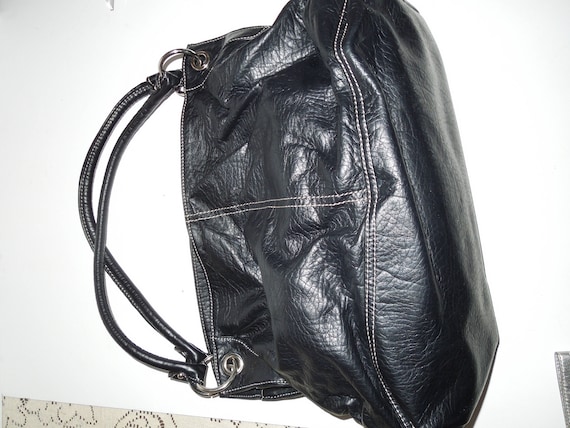 Vintage Nine West Black Leather Double Shoulder S… - image 2