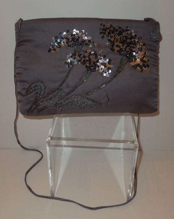 Vintage Genie Pewter Silk, Sequin and Beaded Even… - image 1
