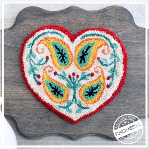 Scandinavian Heart  Punch Needle Pattern & Fabric