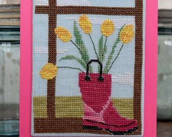 Raindrops on Tulips Cross Stitch Pattern