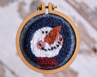Homespun Hoops: Patrón de muñeco de nieve con aguja perforadora + Tela + Bastidor