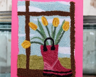 Raindrops on Tulips Punch Needle Pattern + Fabric