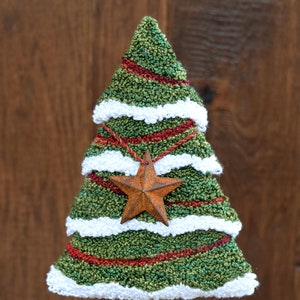 Oh Christmas Tree Punch Needle Pattern, Fabric + Star