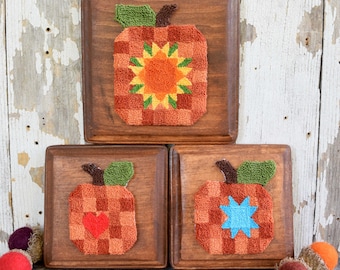 Patchwork Pumpkins Punch Needle Pattern DIGITAL from Myrtle Grace Motifs