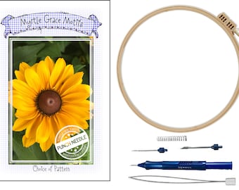 Punch Needle Kit! Ultra Punch Needle, Locking Hoop, Threader and Choice of Punch Needle Pattern