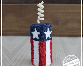 Firecrackers : Stars and Stripes Punch Needle Pattern + Fabric