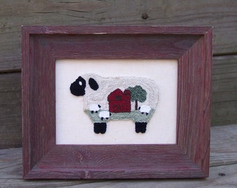 Baa Baa Barn Sheep Punch Needle Pattern + Fabric