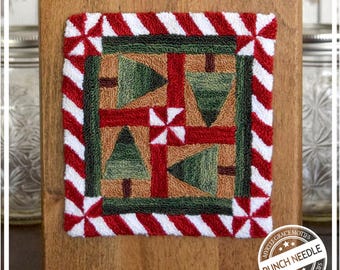 Bread Board Barn Quilt: Christmas Tree Farm Punch Needle Pattern + Fabric