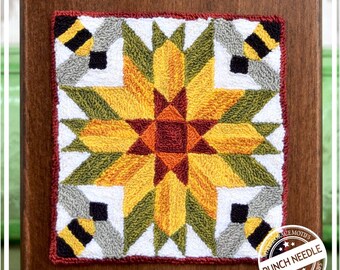 Bread Board Barn Quilt: Bees and Blooms Punch Needle Pattern + Fabric