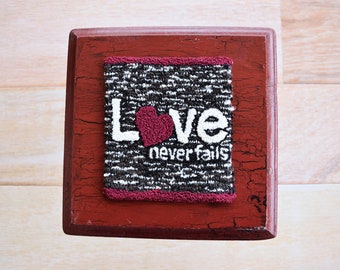 Love Never Fails Punch Needle Pattern + Fabric