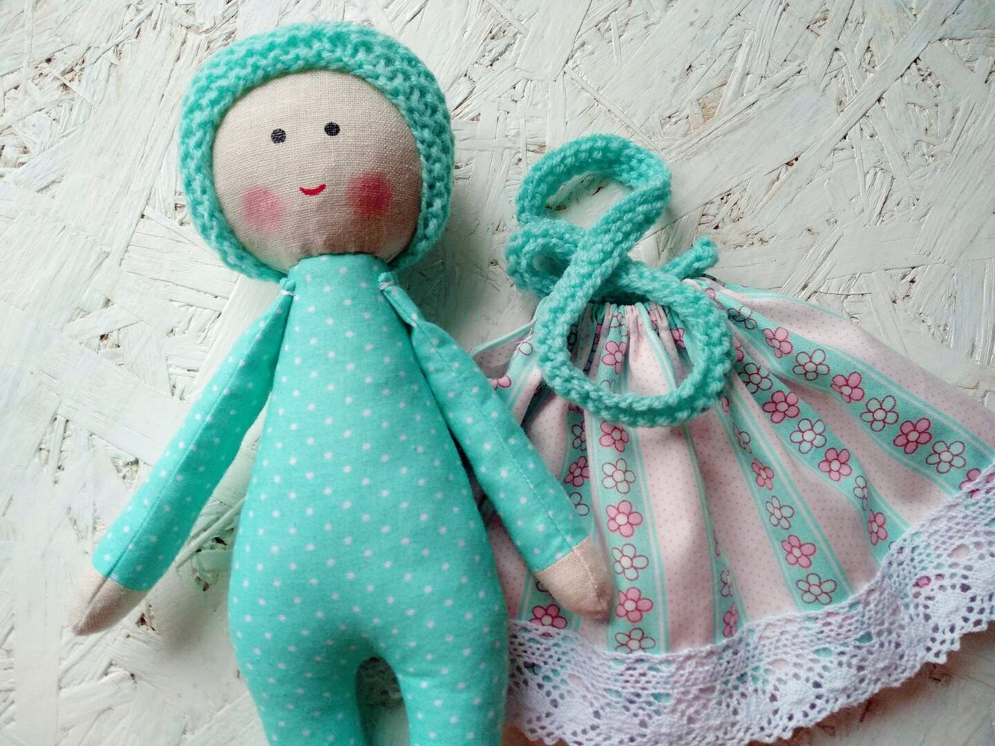 First rag doll for baby Handmade cotton doll Handmade cloth Etsy