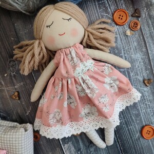 Personalised rag doll girl Baby first doll Cloth doll for kids First birthday gift Doll for one year Children friendly New baby gift image 1