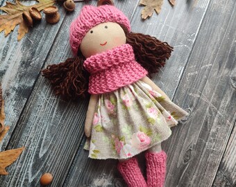 Biracial rag doll Asian dark cloth doll Baby first doll personalized Latino doll