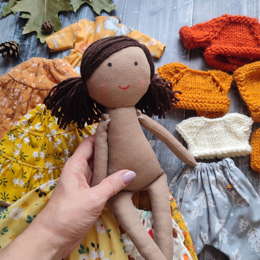 Dark Skin Rag Doll Girl With Clothes Dolls Outfit Set With Biracial ...