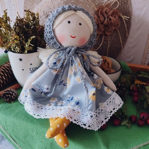 First doll baby handmade Fabric doll personalized Rag doll girl Soft doll for baby Textile doll Heirloom doll Christmas gift doll image 1