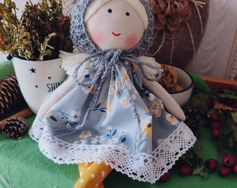 First doll baby handmade Fabric doll personalized Rag doll girl Soft doll for baby Textile doll Heirloom doll Christmas gift doll
