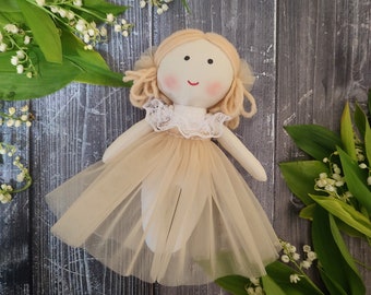 Flower girl doll Proposal rag doll Handmade Ballerina doll 8" Wedding doll Little princess mini Baptism doll