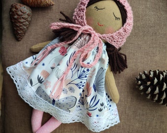 Asian cloth doll handmade Fabric brown doll personalized American rag doll girl Soft doll baby Black skin doll First baby doll