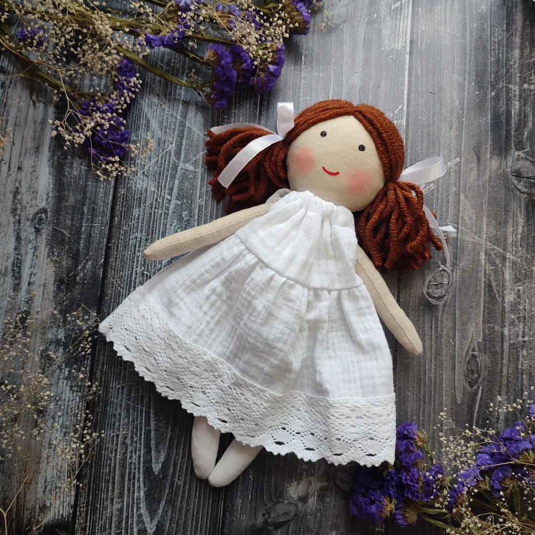 First Baby Rag Doll With White Dress Girl Flower Girl Doll First