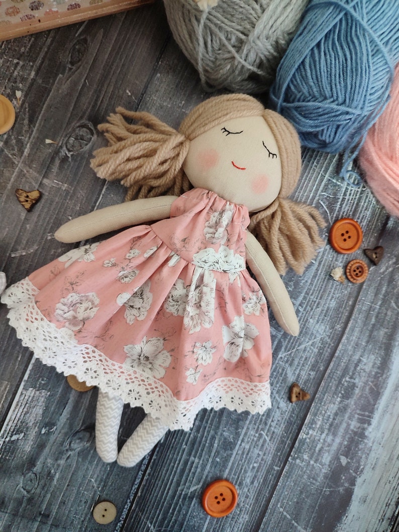 Personalised rag doll girl Baby first doll Cloth doll for kids First birthday gift Doll for one year Children friendly New baby gift image 8