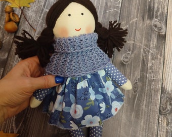 Handmade first baby doll Fabric doll personalized Soft doll for toddlers Textile heirloom doll girl