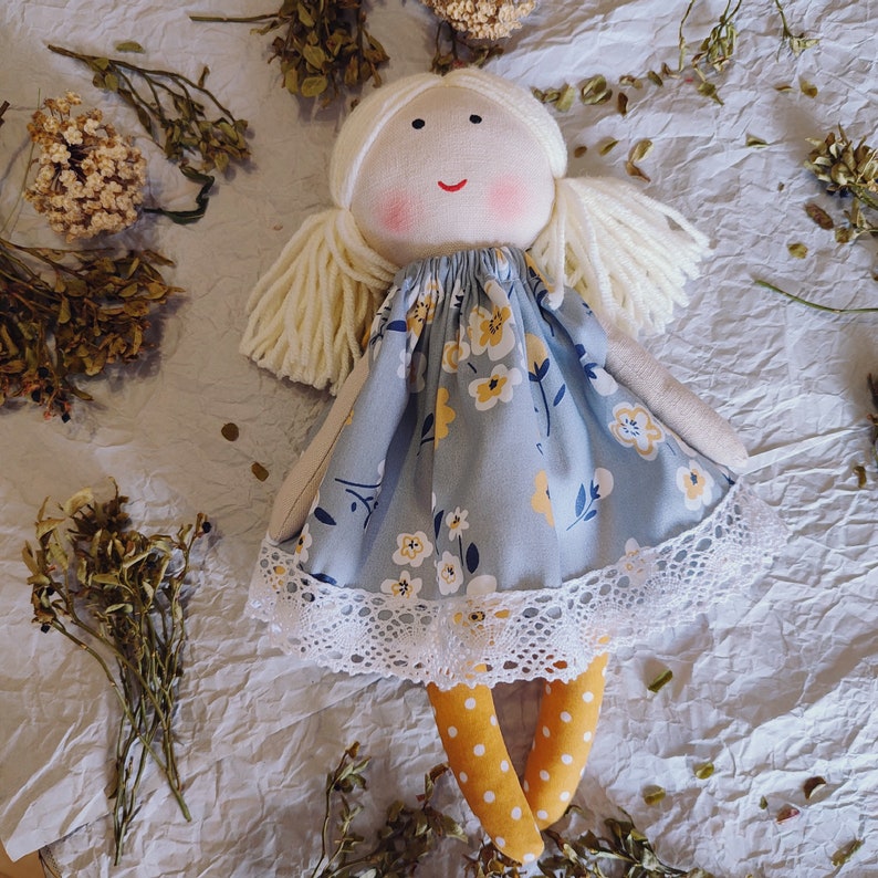 First doll baby handmade Fabric doll personalized Rag doll girl Soft doll for baby Textile doll Heirloom doll Christmas gift doll image 9