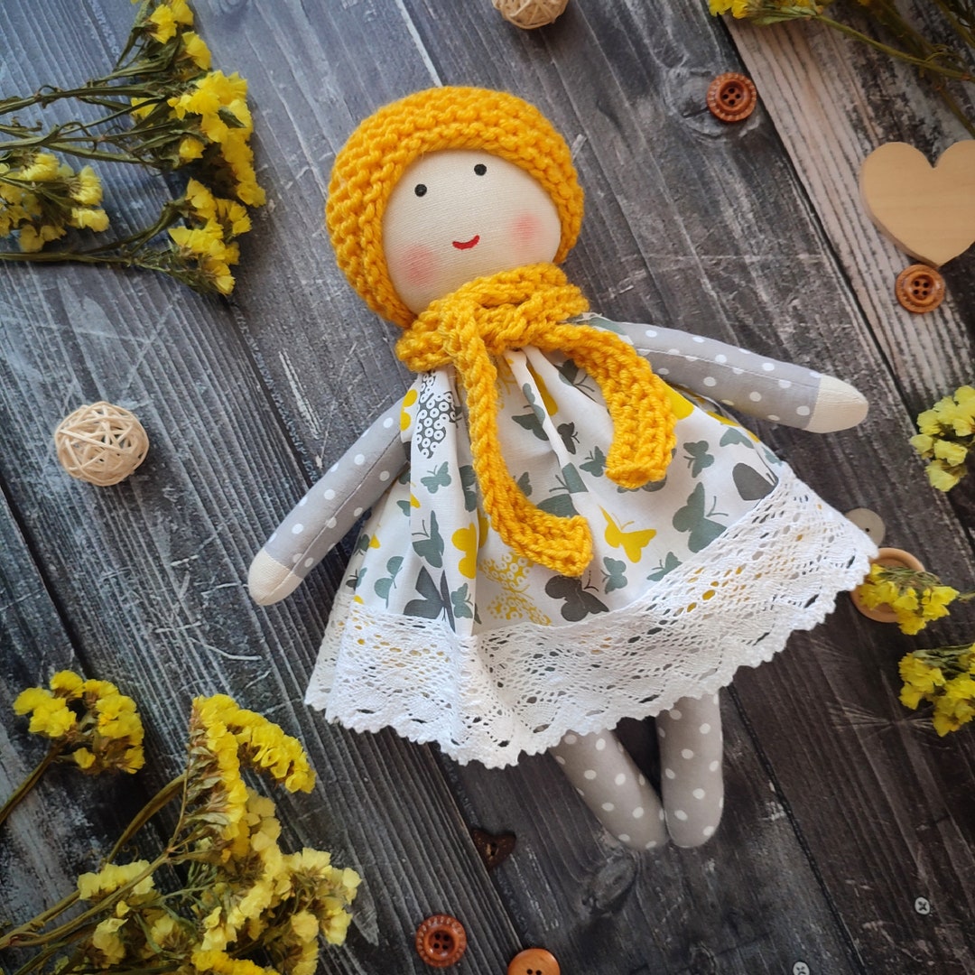 Baby's First Cotton Doll, Personalized Rag Doll for Newborns, Sleeping ...