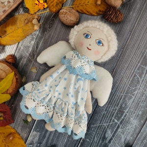 Handmade Christmas angel doll Keepsake interior textile doll angel Baptism gift angel doll Christmas rag angel gift