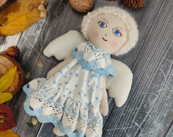 Handmade rag angel doll Keepsake interior textile doll angel Baptism gift angel