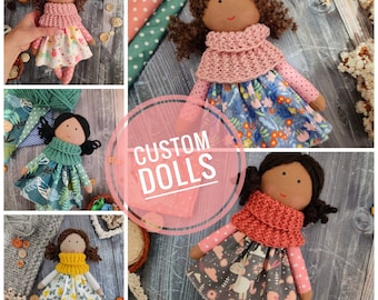 Made to order dark skin doll African American personalized doll Custom black rag doll girl Baby's first dark doll Custom soft doll for baby