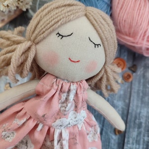 Personalised rag doll girl Baby first doll Cloth doll for kids First birthday gift Doll for one year Children friendly New baby gift image 7