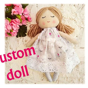 Custom rag doll girl Look alike doll Design your own rag doll Custom cloth doll Baby&#39;s first doll Made to order personalized doll