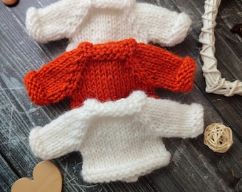Knitted sweater for doll 11-12" Winter jumper for doll Handmade doll's pullover Knitted doll jacket