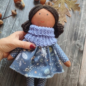 Dark skin cloth doll girl handmade American African rag doll with removable clothes Multiracial first baby doll