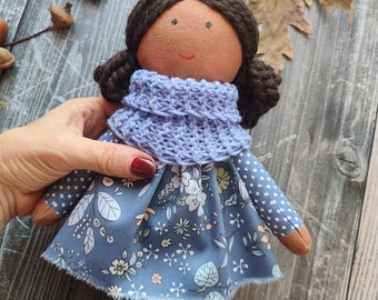 Dark skin cloth doll girl handmade American African rag doll with removable clothes Multiracial first baby doll