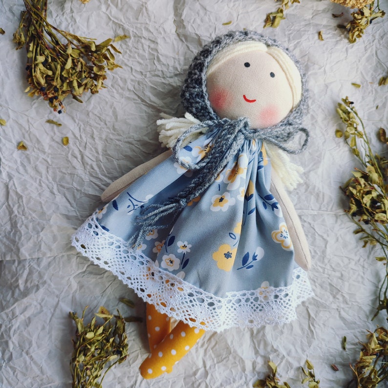 First doll baby handmade Fabric doll personalized Rag doll girl Soft doll for baby Textile doll Heirloom doll Christmas gift doll image 10