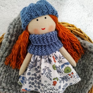 Cloth doll girl Textile first doll Rag doll girl with red hair Fabric soft doll Birthday gift to granddaughter image 1