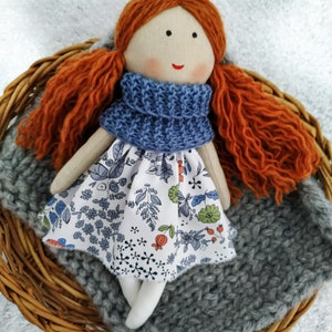 Cloth doll girl Textile first doll Rag doll girl with red hair Fabric soft doll Birthday gift to granddaughter image 7