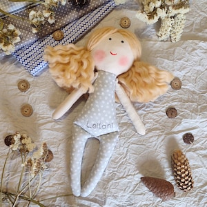 Blonde wavy hair rag doll personalized Handmade cloth doll for little girl doll image 3