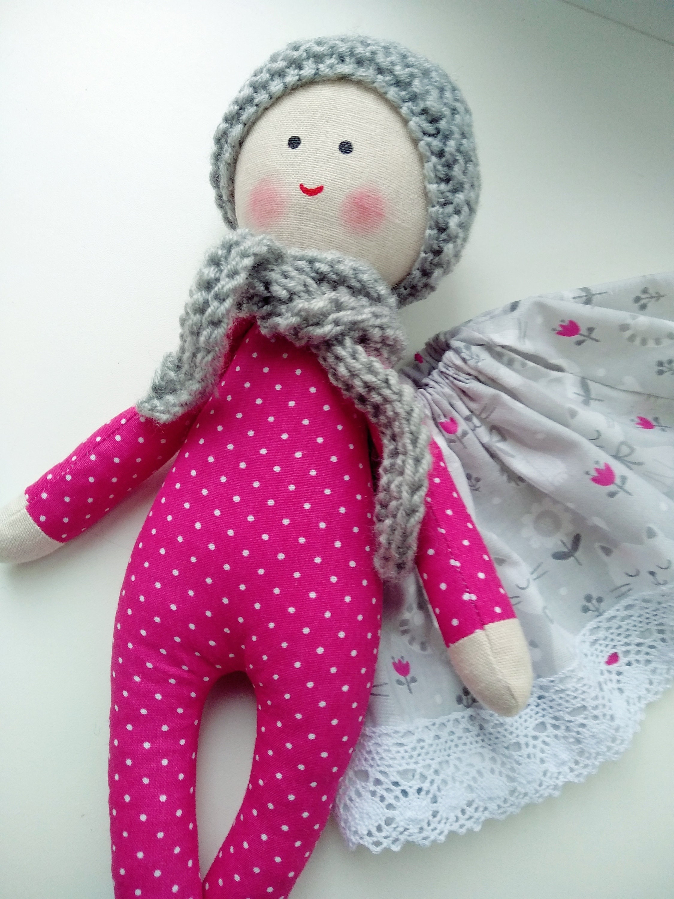 Baby's First Doll for Girl Rag Doll for Baby With Gray Hat | Etsy