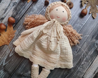 Cloth doll handmade Fabric doll personalized Rag doll girl Flower girl doll