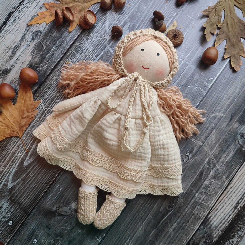 Cloth doll handmade Fabric doll personalized Rag doll girl Flower girl doll image 1