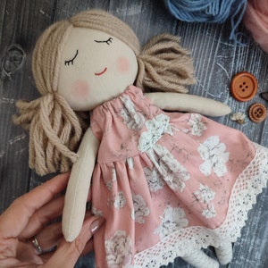 Personalised rag doll girl Baby first doll Cloth doll for kids First birthday gift Doll for one year Children friendly New baby gift image 5